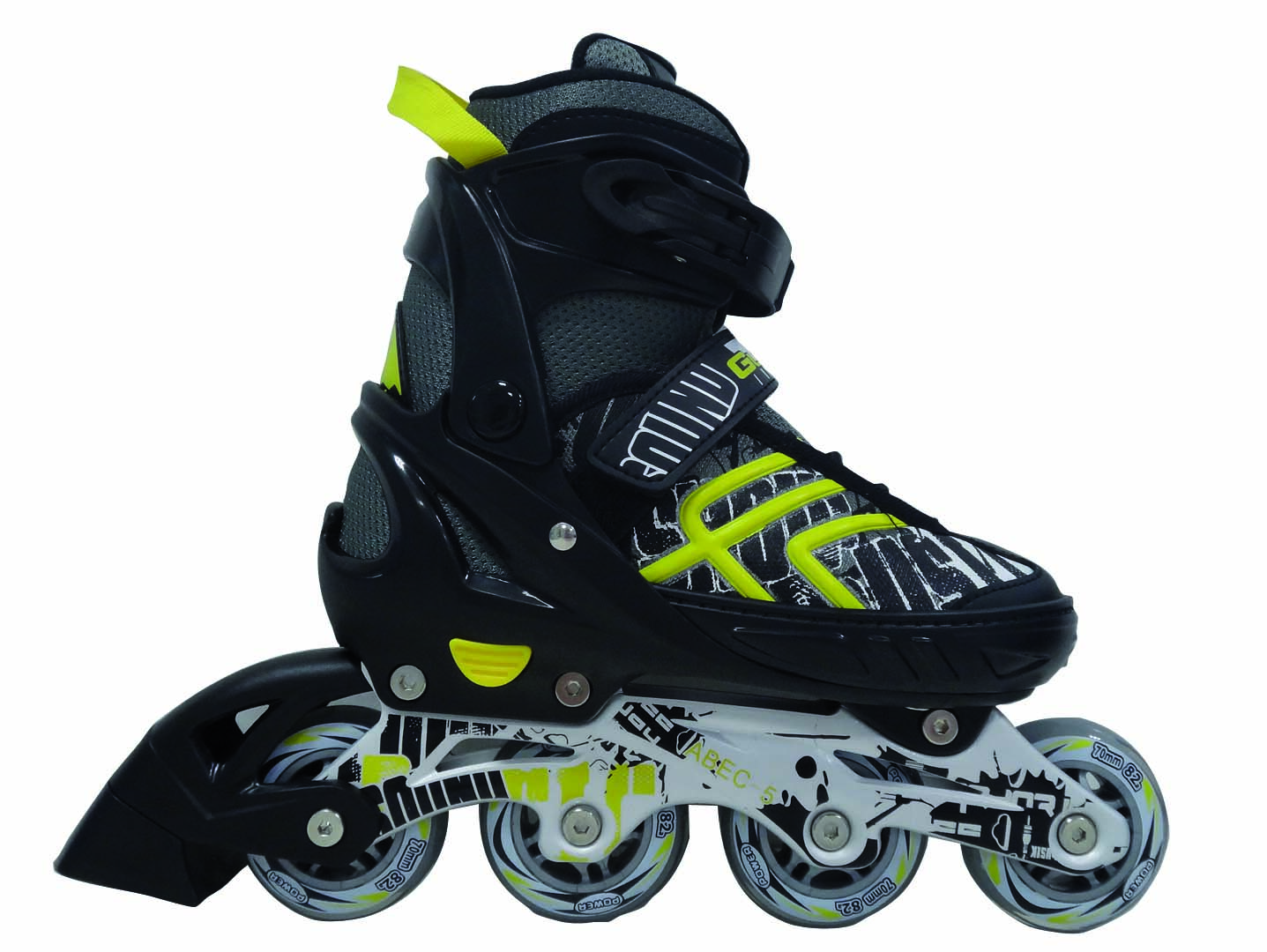 PATIN À ROULETTE AJUSTABLE NOIR ET JAUNE XS (10-13)